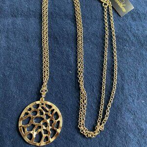 Brooks Brothers Gold Medallion Long Necklace "NEW"